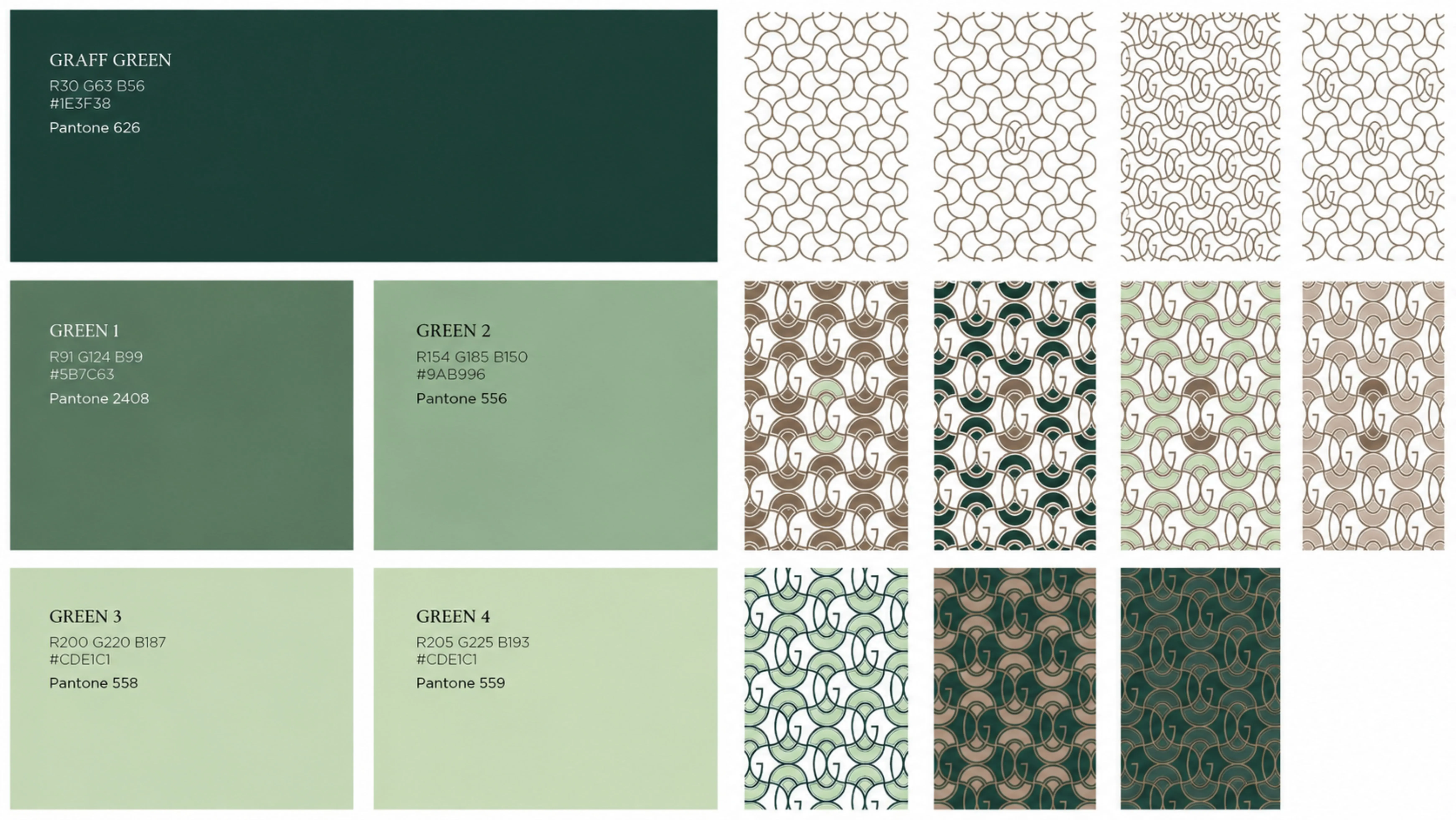 Graff brand palette deck and G-monogram pattern explorations